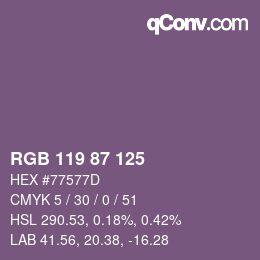 Farbcode: RGB 119 87 125 | qconv.com