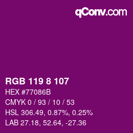 Color code: RGB 119 8 107 | qconv.com