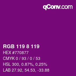 Color code: RGB 119 8 119 | qconv.com