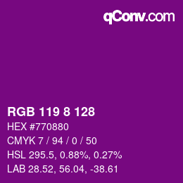 カラーコード: RGB 119 8 128 | qconv.com