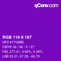 Color code: RGB 119 8 187 | qconv.com
