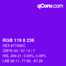 Color code: RGB 119 8 236 | qconv.com