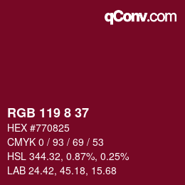 カラーコード: RGB 119 8 37 | qconv.com