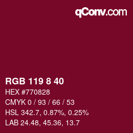 カラーコード: RGB 119 8 40 | qconv.com