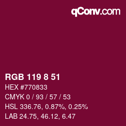 Farbcode: RGB 119 8 51 | qconv.com