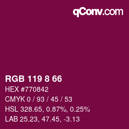 カラーコード: RGB 119 8 66 | qconv.com