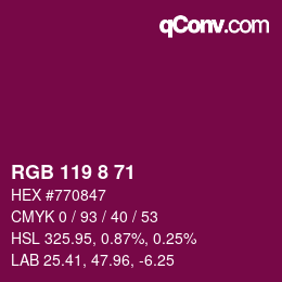 Color code: RGB 119 8 71 | qconv.com