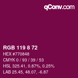 Color code: RGB 119 8 72 | qconv.com