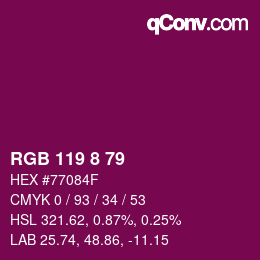 Color code: RGB 119 8 79 | qconv.com