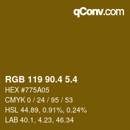カラーコード: RGB 119 90.4 5.4 | qconv.com