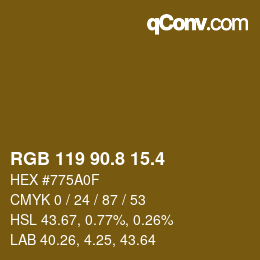 カラーコード: RGB 119 90.8 15.4 | qconv.com