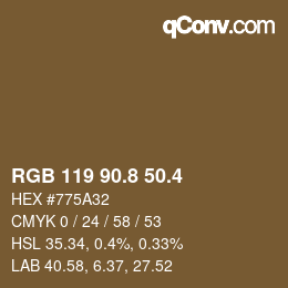 カラーコード: RGB 119 90.8 50.4 | qconv.com