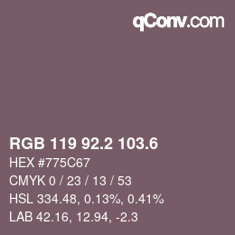 カラーコード: RGB 119 92.2 103.6 | qconv.com