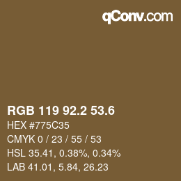 カラーコード: RGB 119 92.2 53.6 | qconv.com