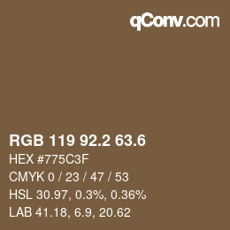 カラーコード: RGB 119 92.2 63.6 | qconv.com