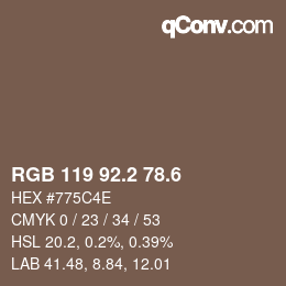 カラーコード: RGB 119 92.2 78.6 | qconv.com