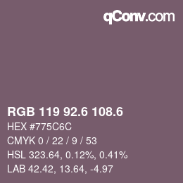 カラーコード: RGB 119 92.6 108.6 | qconv.com