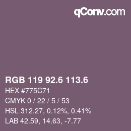 カラーコード: RGB 119 92.6 113.6 | qconv.com