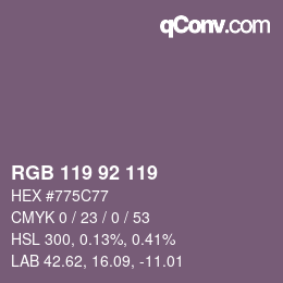 颜色代码: RGB 119 92 119 | qconv.com