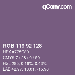 颜色代码: RGB 119 92 128 | qconv.com