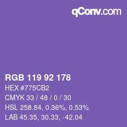 颜色代码: RGB 119 92 178 | qconv.com