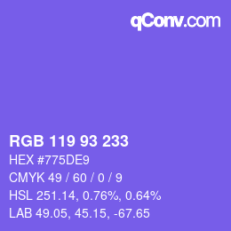 カラーコード: RGB 119 93 233 | qconv.com