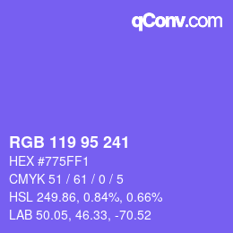 カラーコード: RGB 119 95 241 | qconv.com
