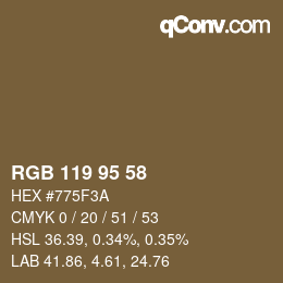 Farbcode: RGB 119 95 58 | qconv.com