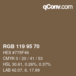 Color code: RGB 119 95 70 | qconv.com