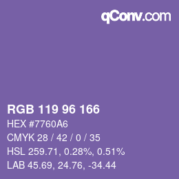 カラーコード: RGB 119 96 166 | qconv.com