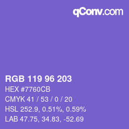 颜色代码: RGB 119 96 203 | qconv.com