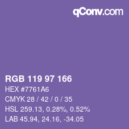 Color code: RGB 119 97 166 | qconv.com
