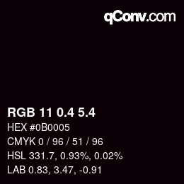 カラーコード: RGB 11 0.4 5.4 | qconv.com