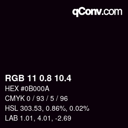 カラーコード: RGB 11 0.8 10.4 | qconv.com