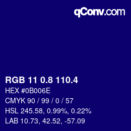 カラーコード: RGB 11 0.8 110.4 | qconv.com