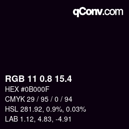 カラーコード: RGB 11 0.8 15.4 | qconv.com