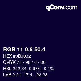 カラーコード: RGB 11 0.8 50.4 | qconv.com