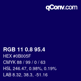 カラーコード: RGB 11 0.8 95.4 | qconv.com