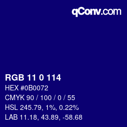 Color code: RGB 11 0 114 | qconv.com