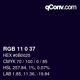 カラーコード: RGB 11 0 37 | qconv.com