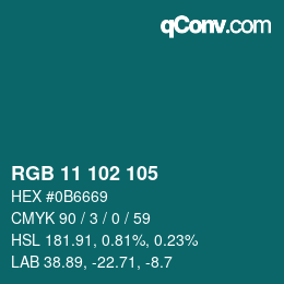 Color code: RGB 11 102 105 | qconv.com