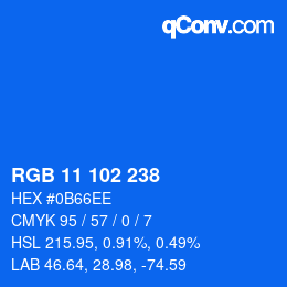 Color code: RGB 11 102 238 | qconv.com