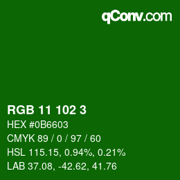 Color code: RGB 11 102 3 | qconv.com