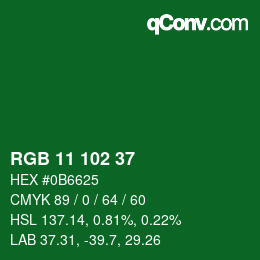 Color code: RGB 11 102 37 | qconv.com