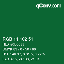 Color code: RGB 11 102 51 | qconv.com