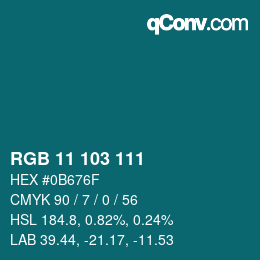 Farbcode: RGB 11 103 111 | qconv.com