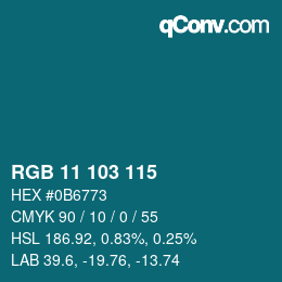Color code: RGB 11 103 115 | qconv.com