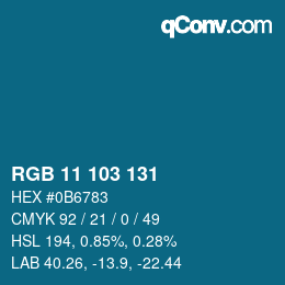 Farbcode: RGB 11 103 131 | qconv.com