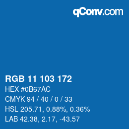 Color code: RGB 11 103 172 | qconv.com
