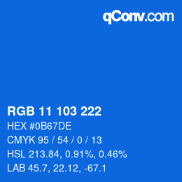 カラーコード: RGB 11 103 222 | qconv.com